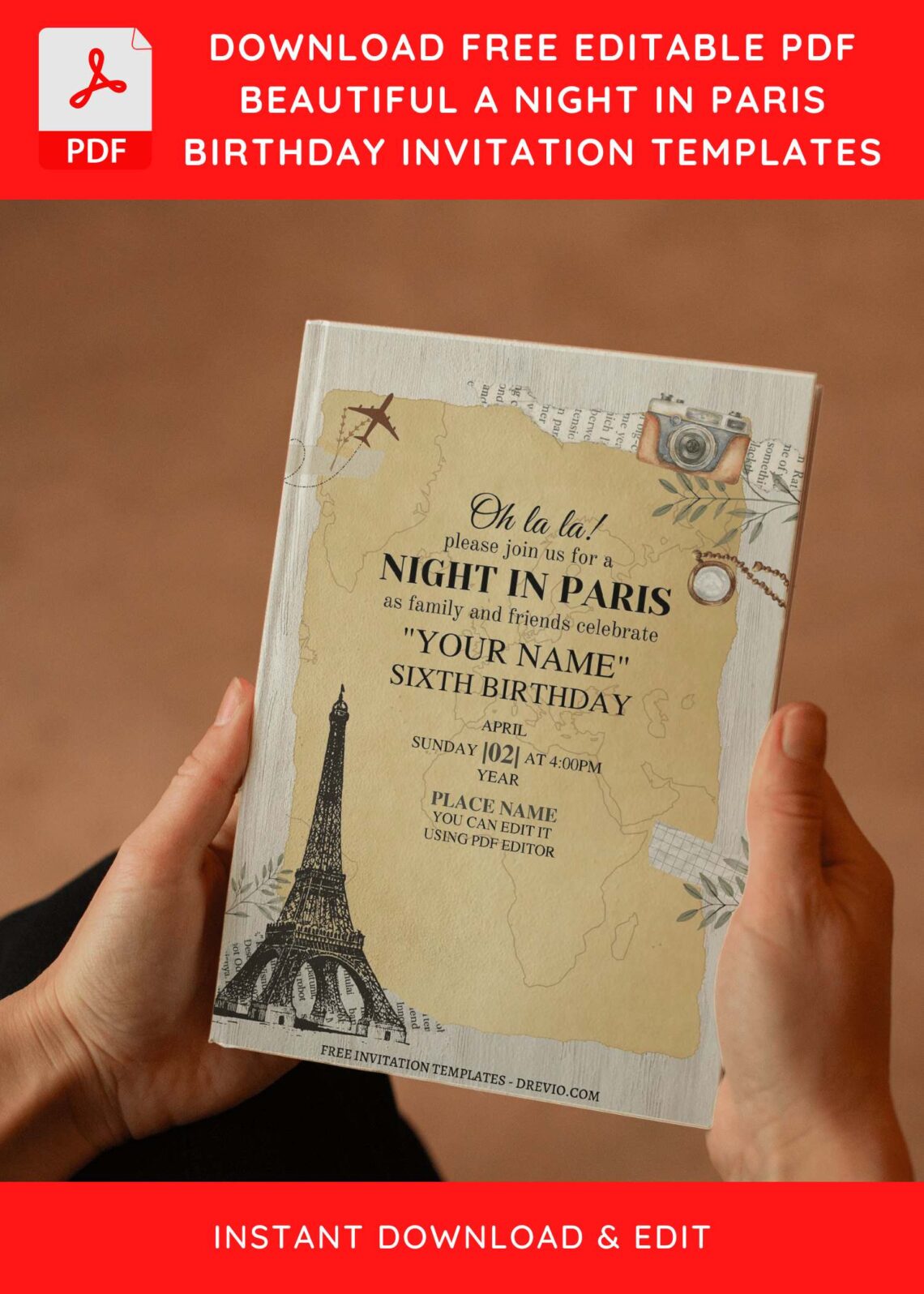 (Free Editable PDF) Oh La-La Paris Birthday Party Invitation Templates I