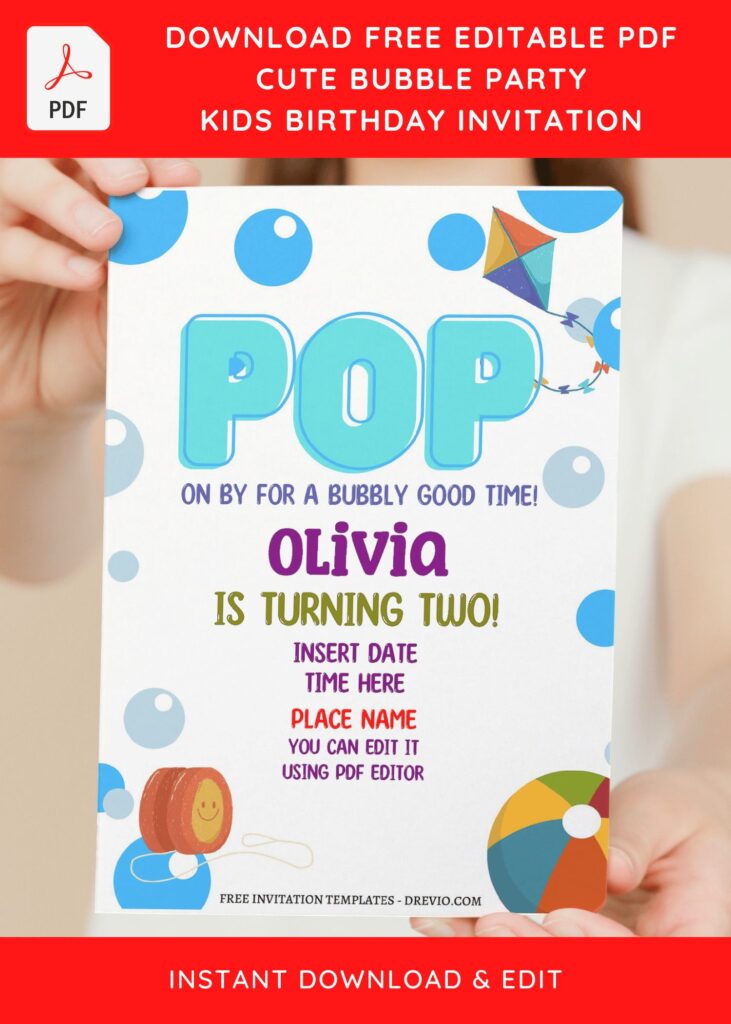 Invitation Template of (Free Editable PDF) POP-IT Bubble Party Birthday Invitation Templates 2