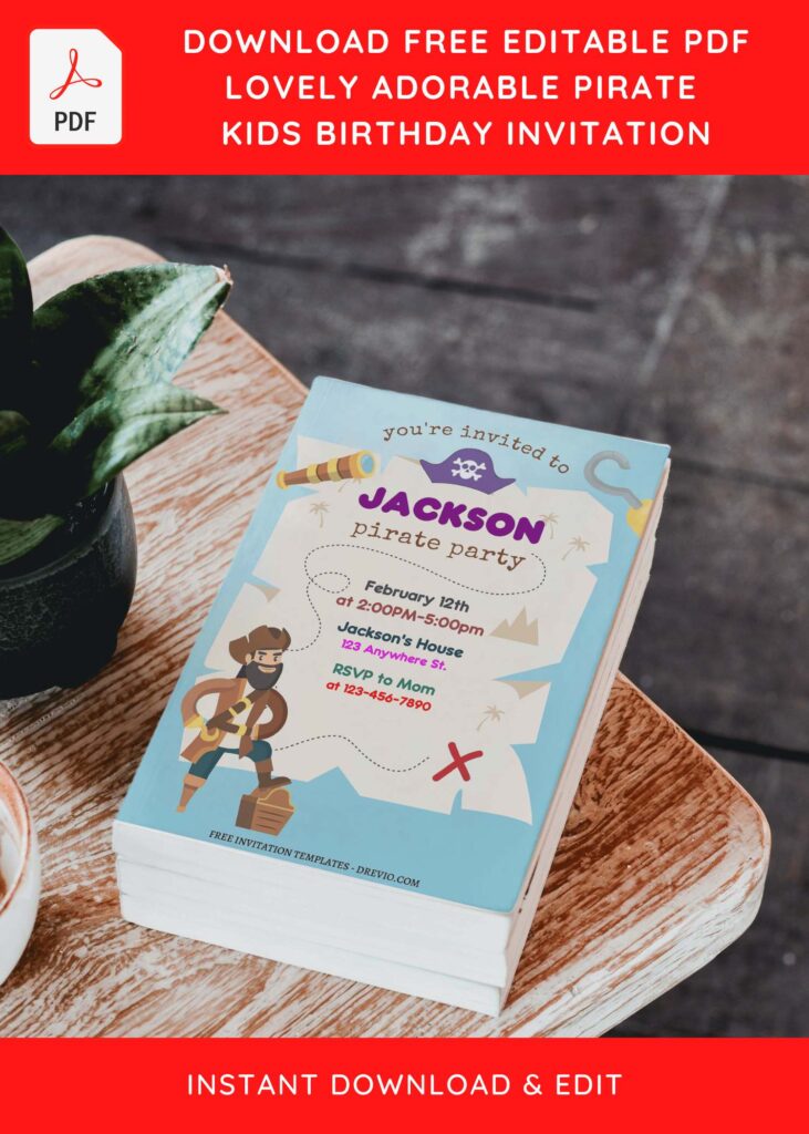 Invitation Template of (Free Editable PDF) Ultimate Pirate Adventure Birthday Invitation Templates 4