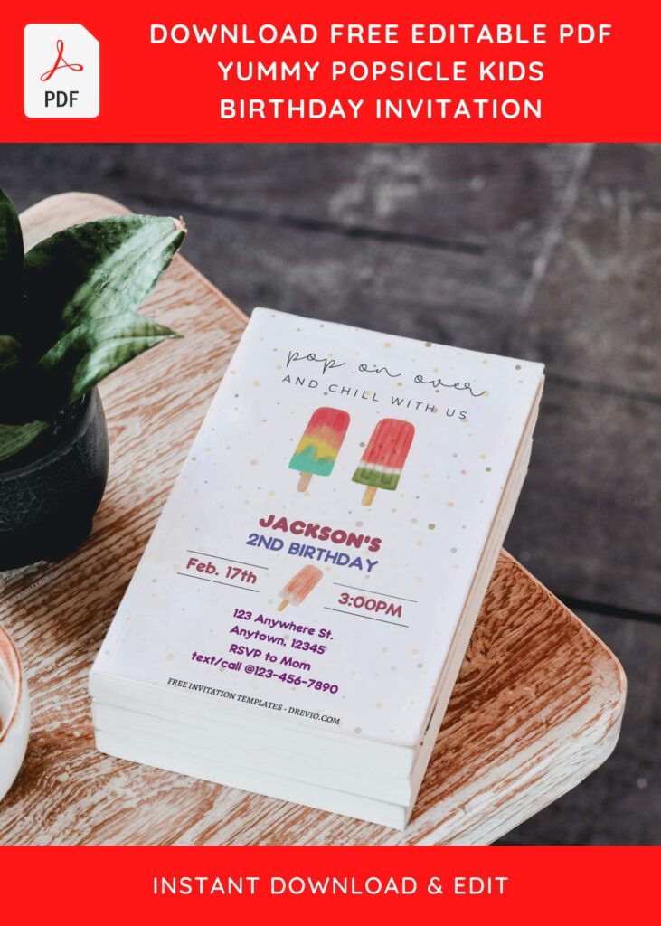 Invitation Template of (Free Editable PDF) Popsicle Summer Birthday Invitation Templates 1