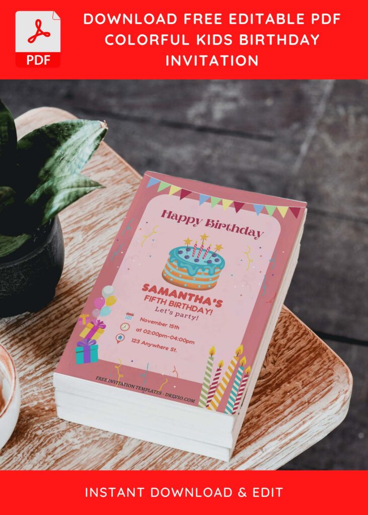 Invitation Template of (Free Editable PDF) Colorful Pastel Kids Birthday Invitation Templates 4