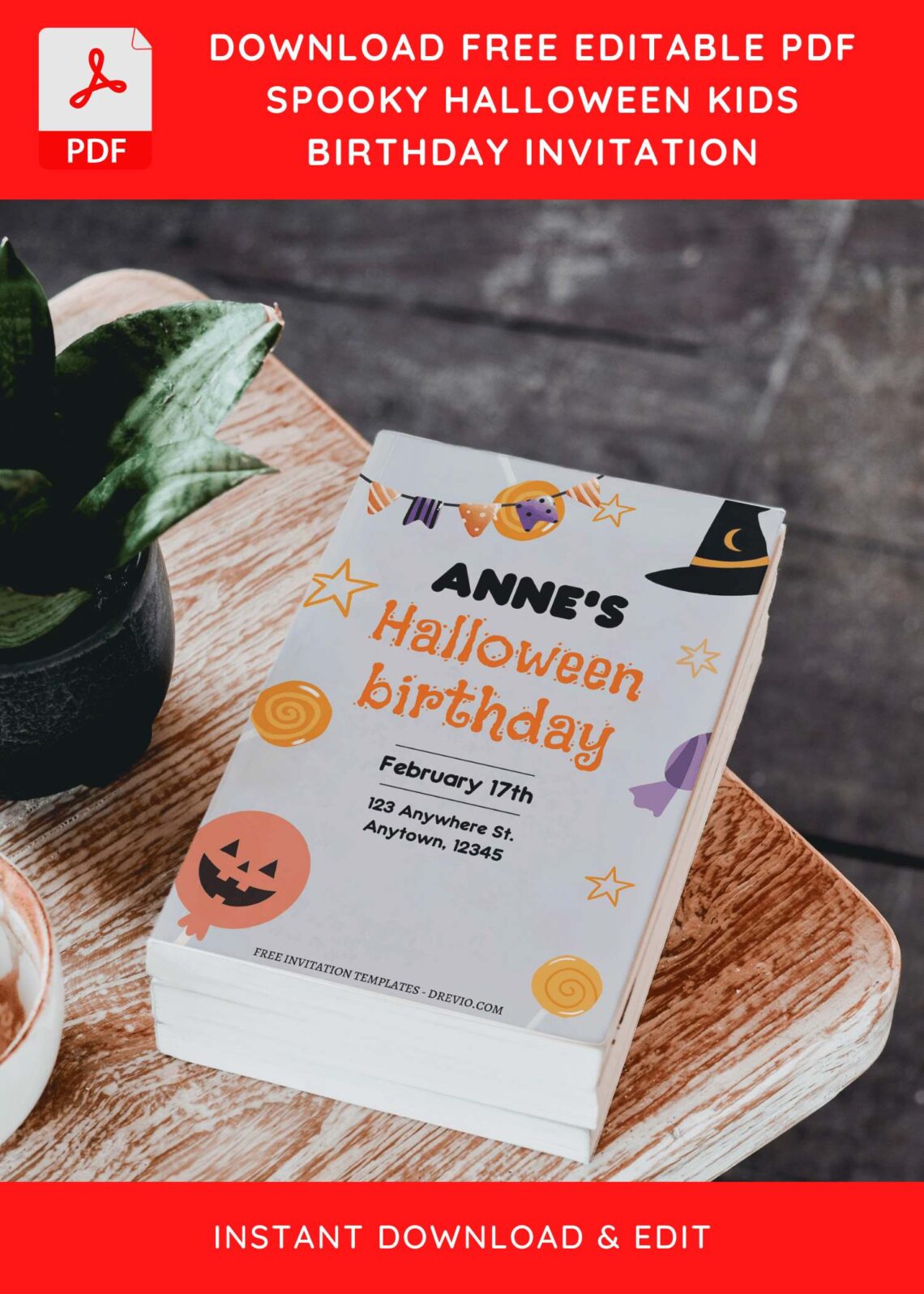 (Free Editable PDF) Spooky Halloween Kids Birthday Invitation Templates D