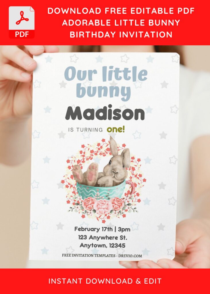 Invitation Template of (Free Editable PDF) Some Bunny Birthday Invitation Templates 2