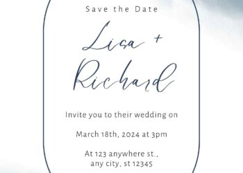 Free Editable White Blue Smoke Watercolor Wedding Invitation