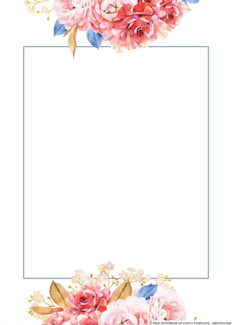20+ Watercolor Blue Pink Floral Canva Wedding Invitation Templates ...