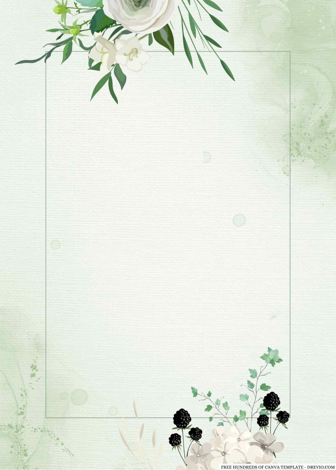 20+ Greenery Leaf Floral Watercolor Canva Wedding Invitation Templates ...