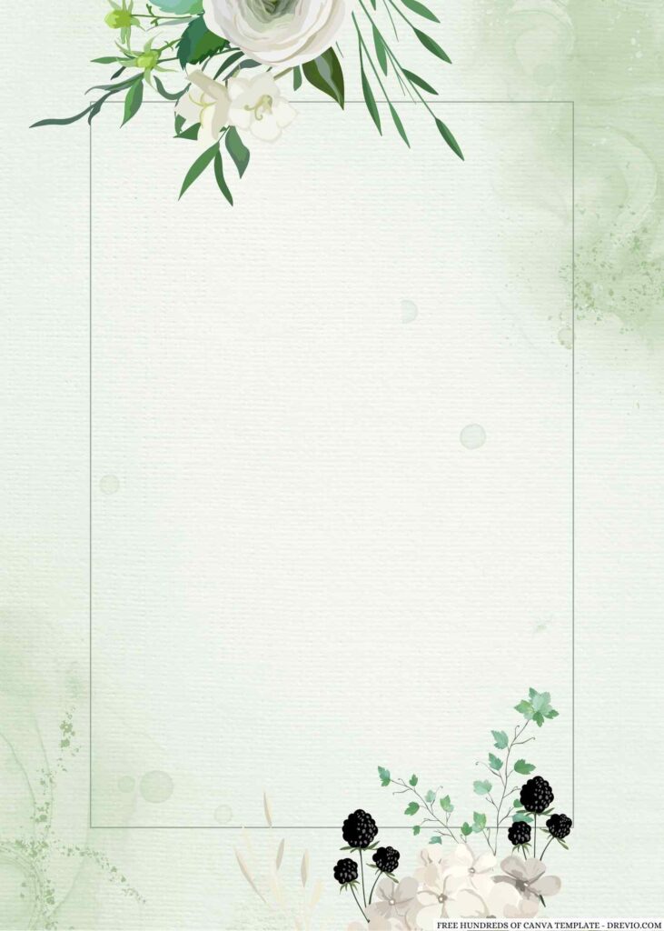 Invitation Template of 20+ Greenery Leaf Floral Watercolor Canva Wedding Invitation Templates 4