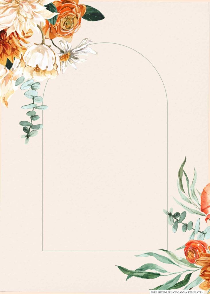 Invitation Template of 18+ Vintage Garden Floral Orange Canva Wedding Invitation Templates 4