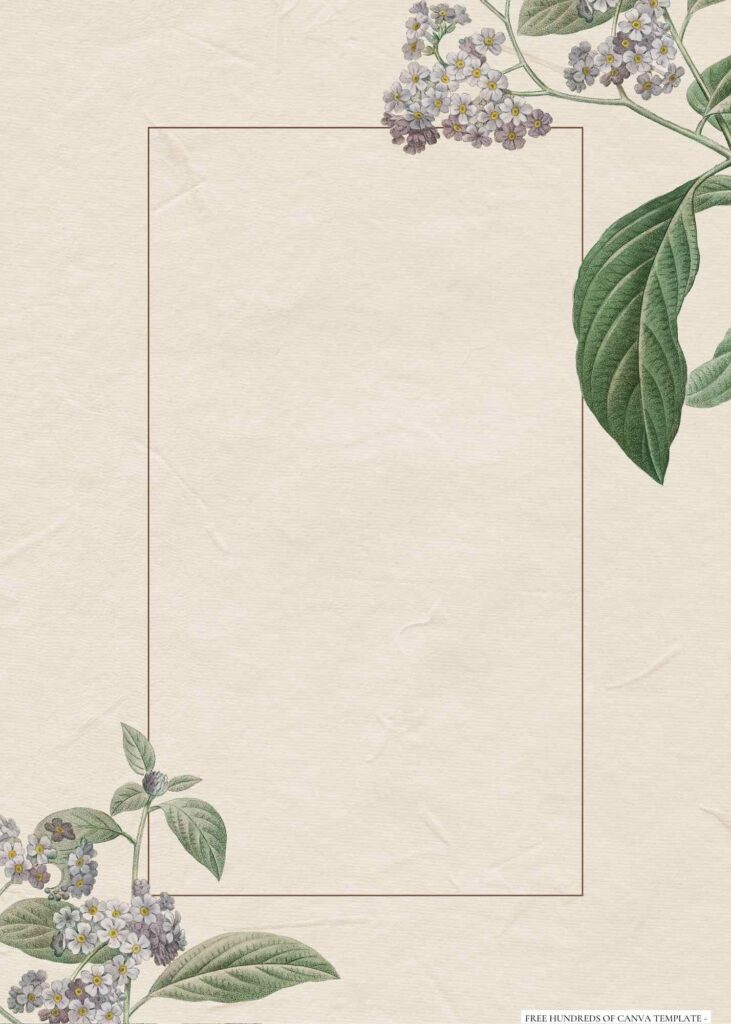 Invitation Template of 20+ Vintage White Floral Leaves Canva Wedding Invitation Templates 4