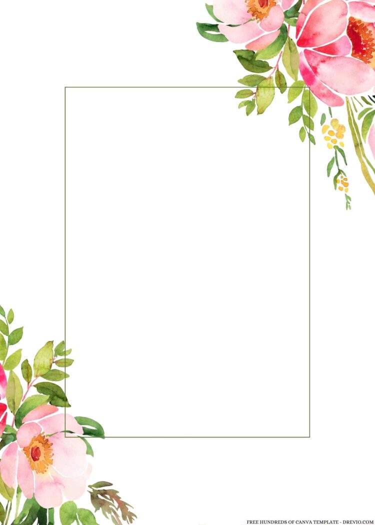 14+ Pink Yellow Floral Green Leaves Canva Wedding Invitation Templates ...