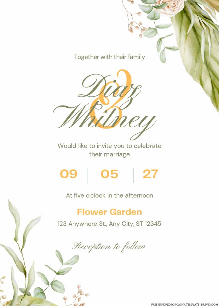 Invitation Template of 22+ Watercolor Delicate Green Canva Wedding Invitation Templates 9