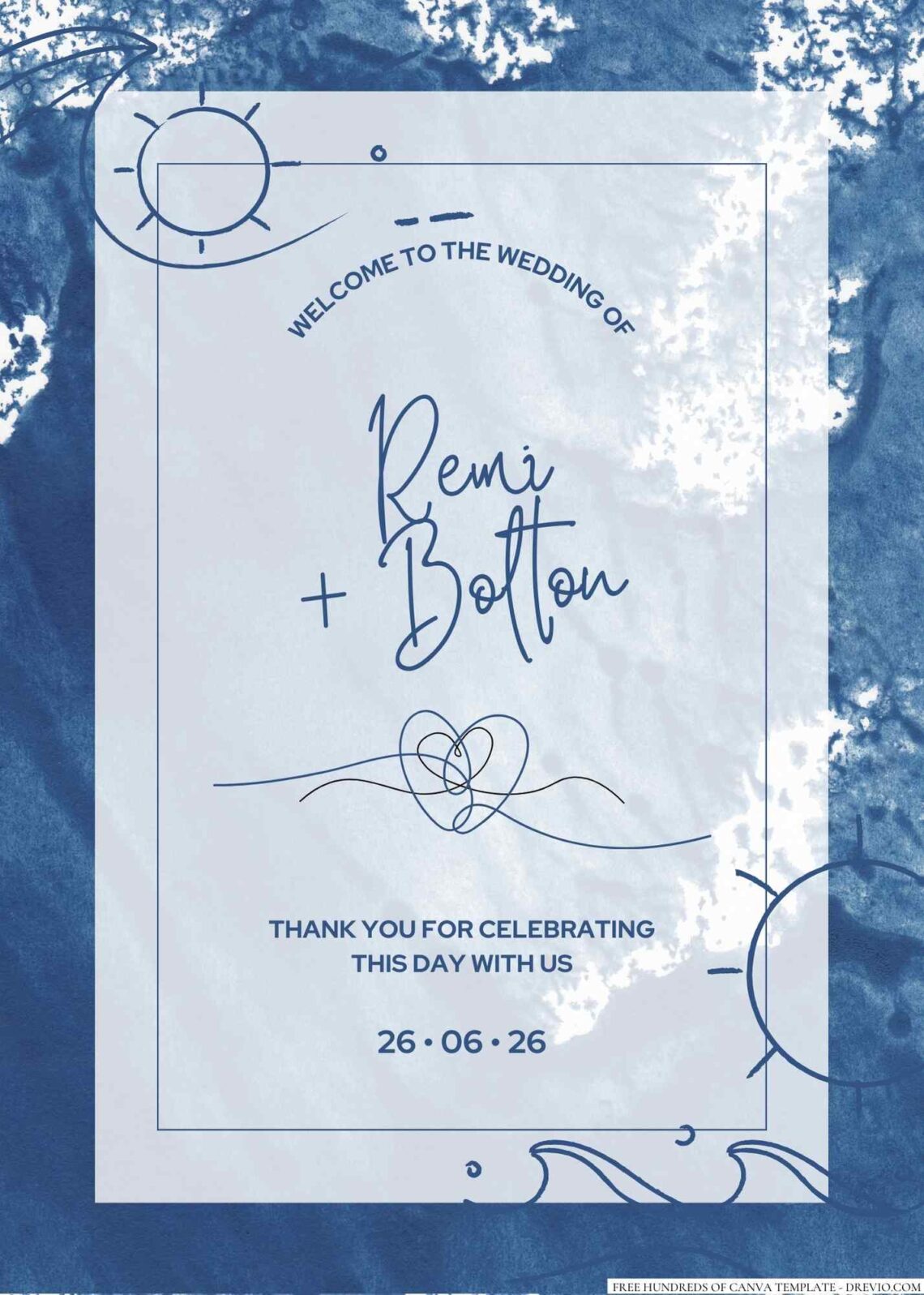 Free Editable Ocean Sea Illustration Wedding Invitation
