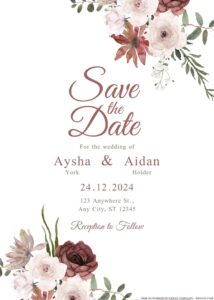 18+ Pink Red Watercolor Floral Canva Wedding Invitation Templates ...