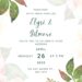 Free Editable Watercolor Green Leaves Pink Floral Wedding Invitation
