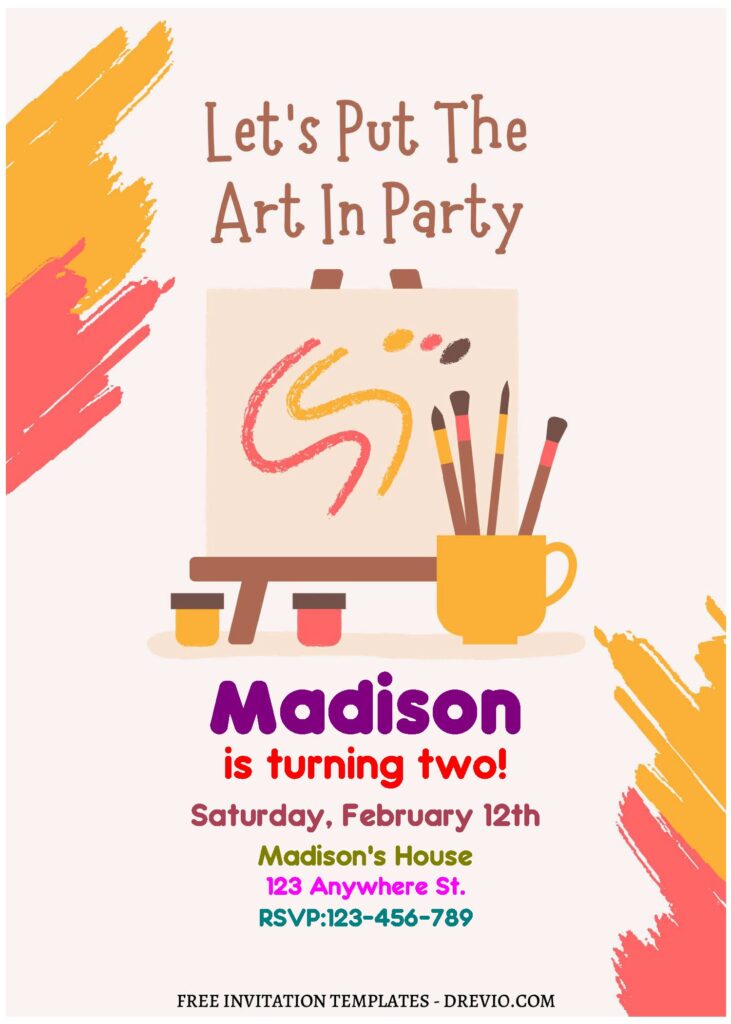 Invitation Template of (Free Editable PDF) Creative Painting Birthday Party Invitation Templates 3