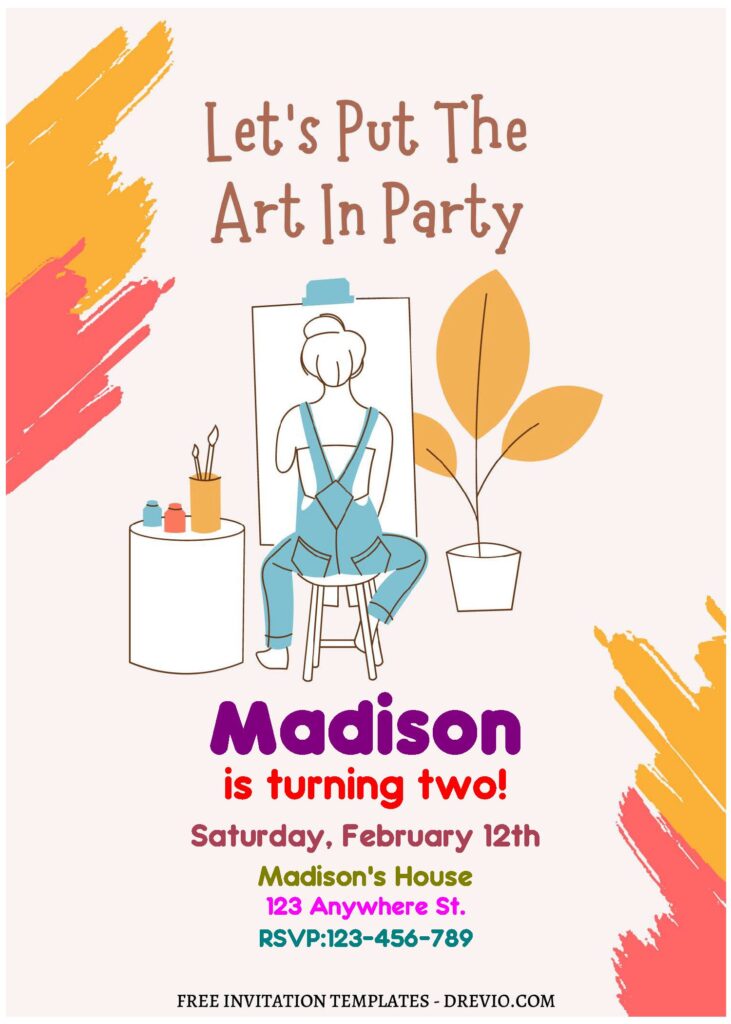 Invitation Template of (Free Editable PDF) Creative Painting Birthday Party Invitation Templates 2