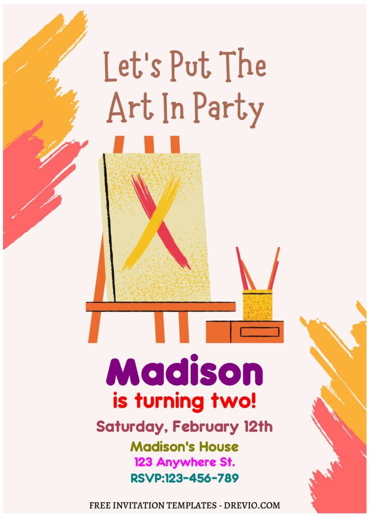 Invitation Template of (Free Editable PDF) Creative Painting Birthday Party Invitation Templates 1