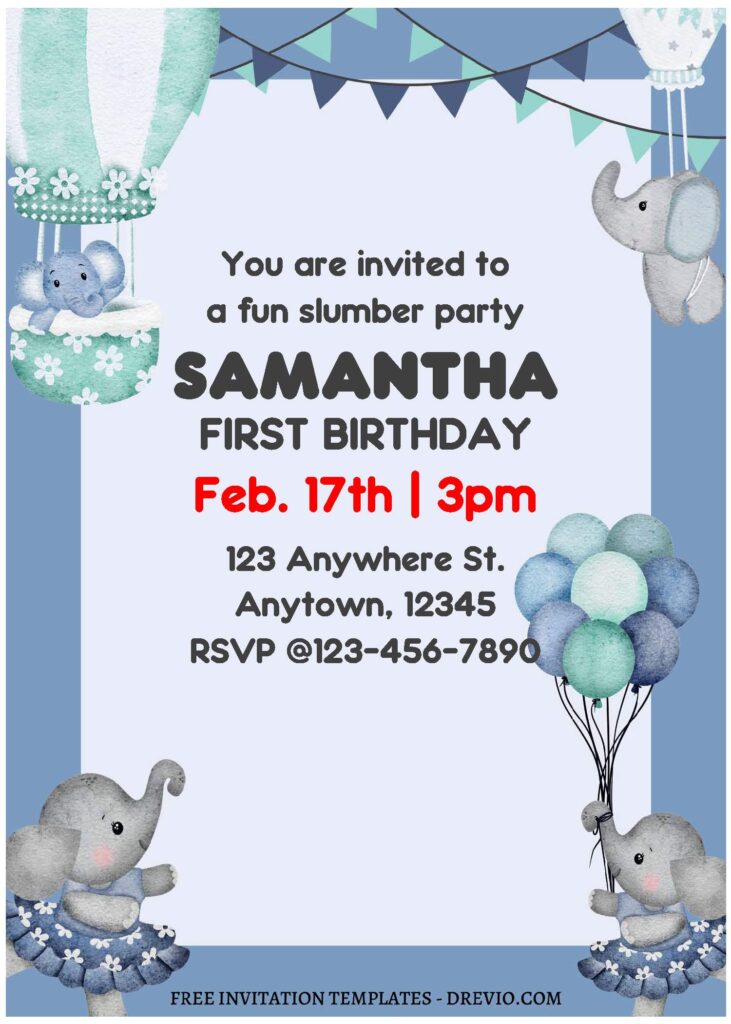 Invitation Template of (Free Editable PDF) Little Peanut Elephant Birthday Invitation Templates 2