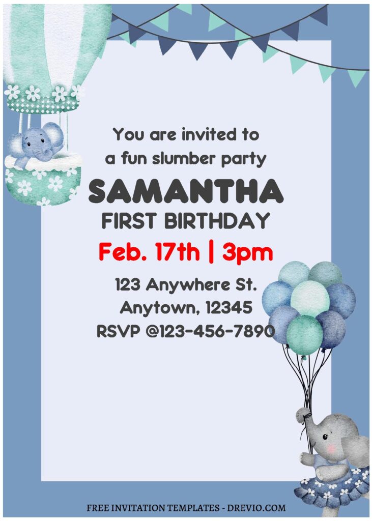 Invitation Template of (Free Editable PDF) Little Peanut Elephant Birthday Invitation Templates 1