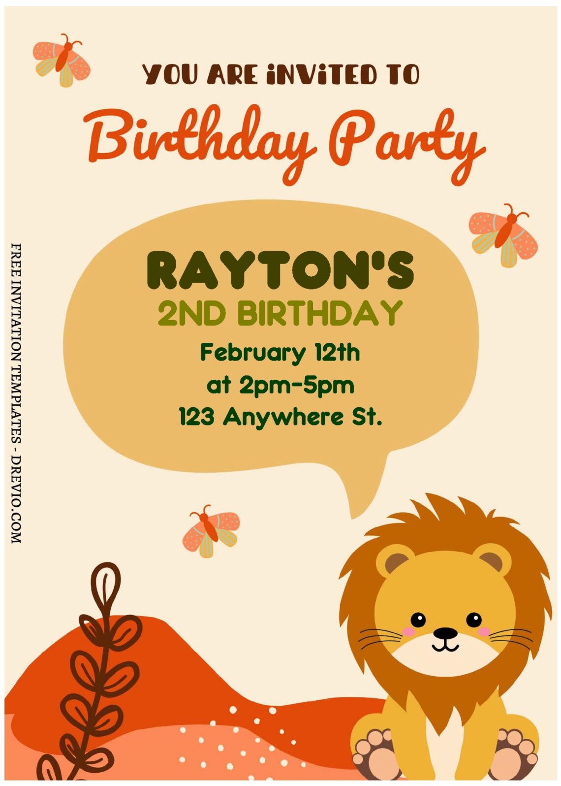 (Free Editable PDF) Roaring Lion Birthday Invitation Templates C