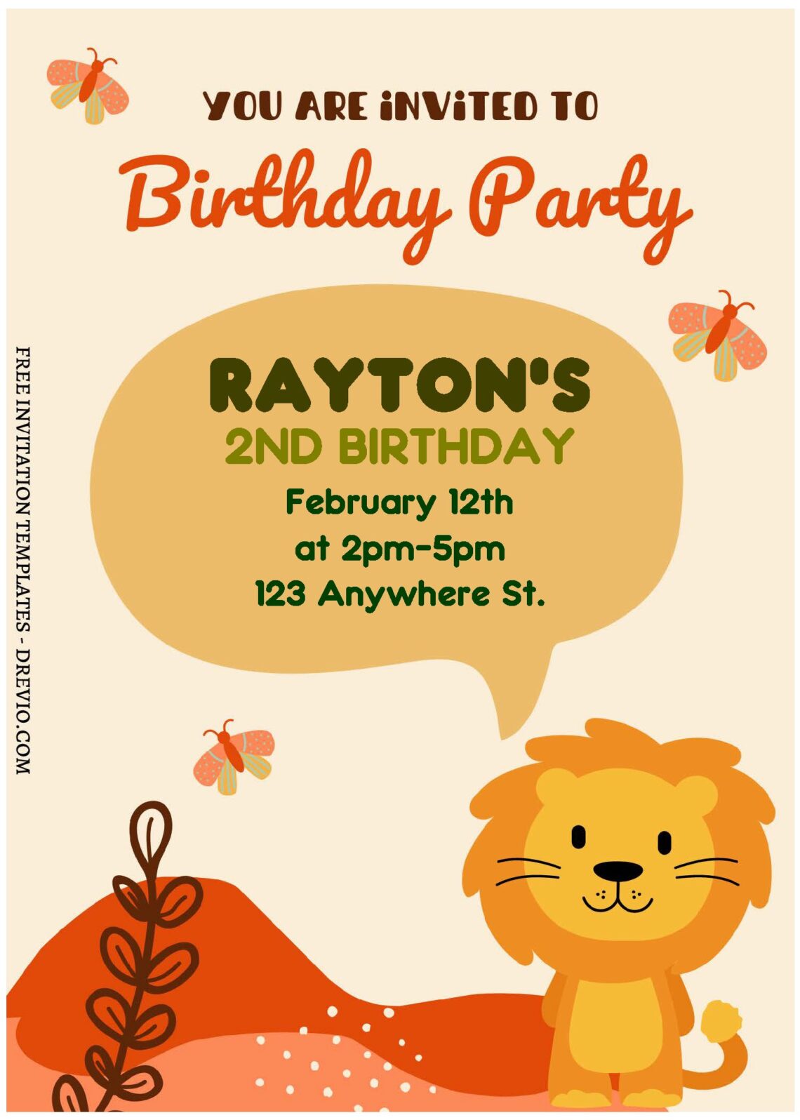 (Free Editable PDF) Roaring Lion Birthday Invitation Templates A