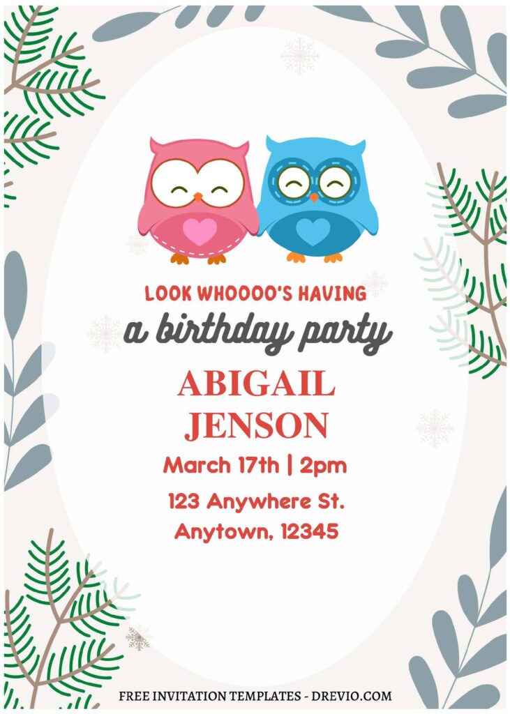 Invitation Template of (Free Editable PDF) Adorable Owl Birthday Invitation Templates 3