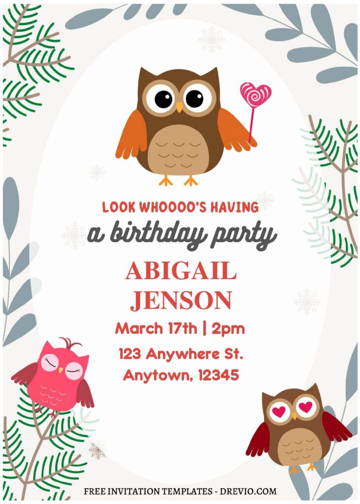 Invitation Template of (Free Editable PDF) Adorable Owl Birthday Invitation Templates 2