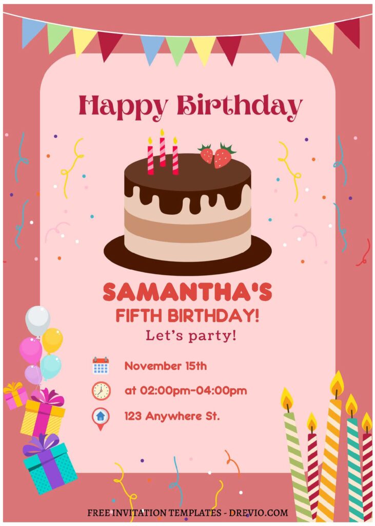 Invitation Template of (Free Editable PDF) Colorful Pastel Kids Birthday Invitation Templates 3