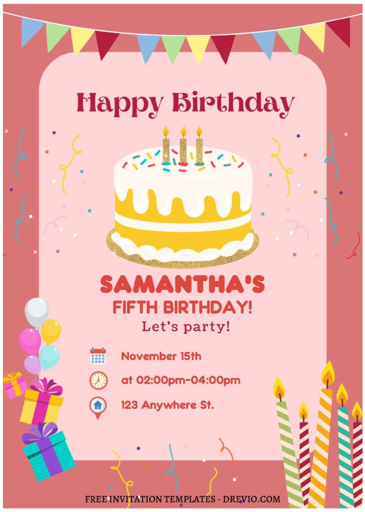 Invitation Template of (Free Editable PDF) Colorful Pastel Kids Birthday Invitation Templates 2