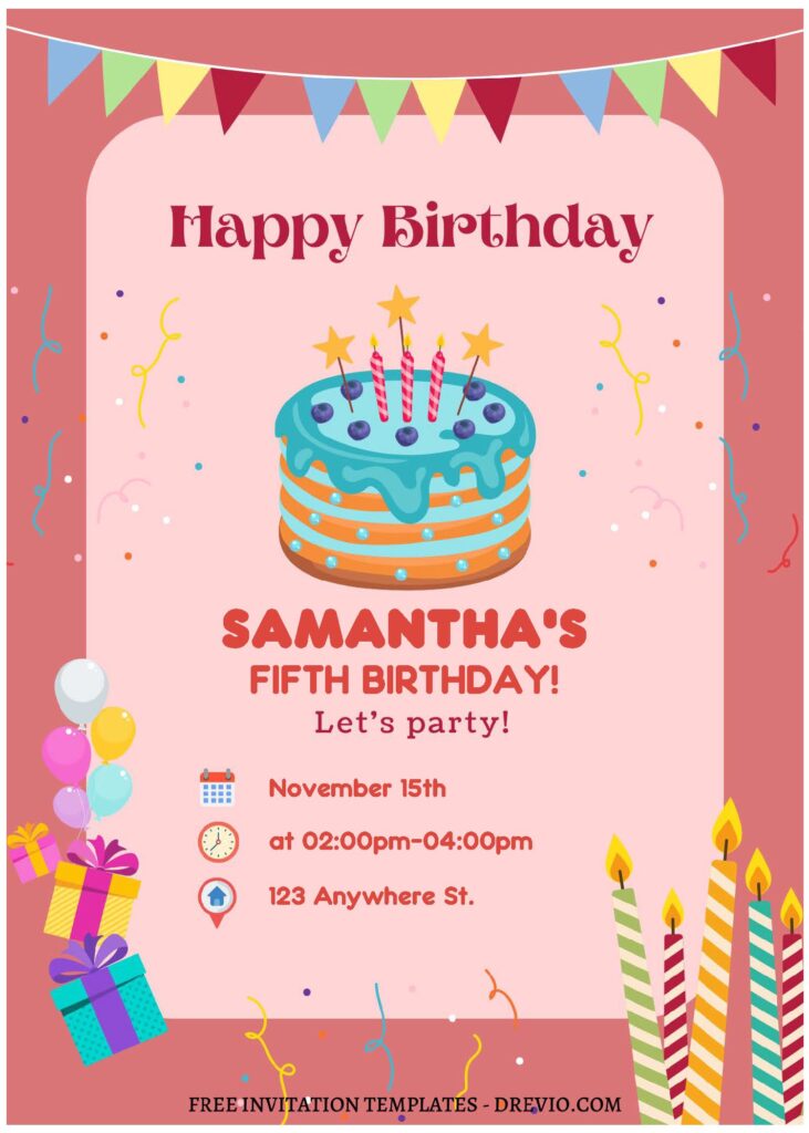 Invitation Template of (Free Editable PDF) Colorful Pastel Kids Birthday Invitation Templates 1