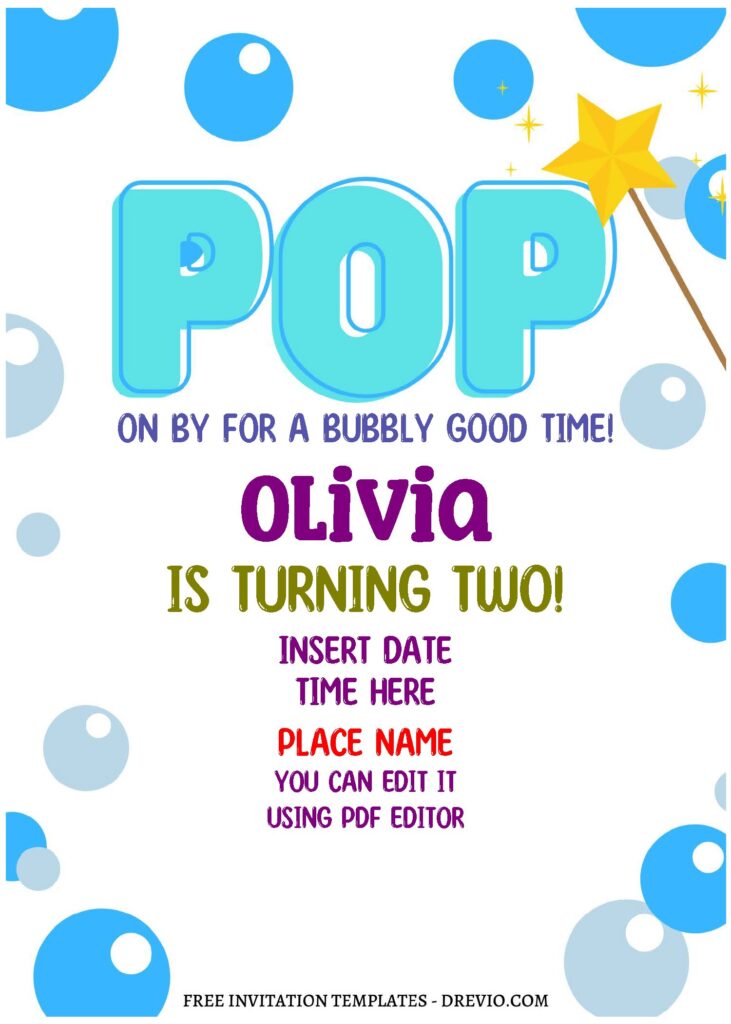 (Free Editable PDF) POP-IT Bubble Party Birthday Invitation Templates with colorful design