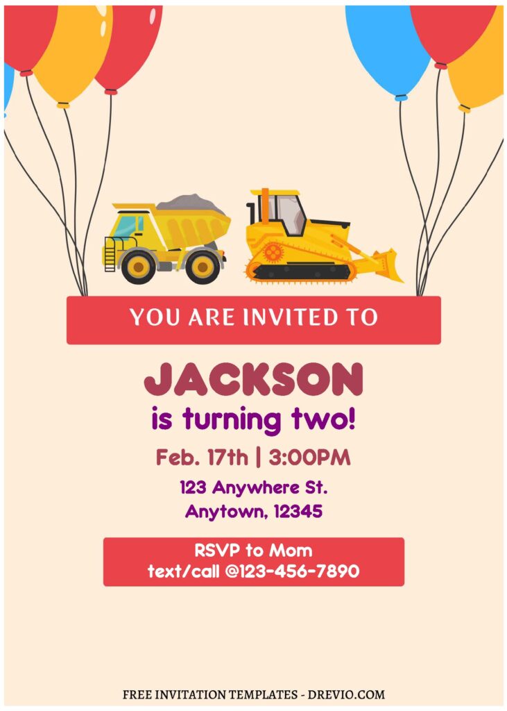 Invitation Template of (Free Editable PDF) Adorable Construction Birthday Invitation Templates 3