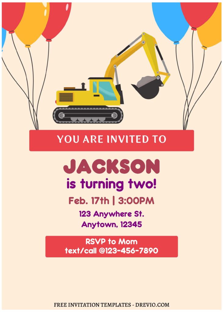 Invitation Template of (Free Editable PDF) Adorable Construction Birthday Invitation Templates 2