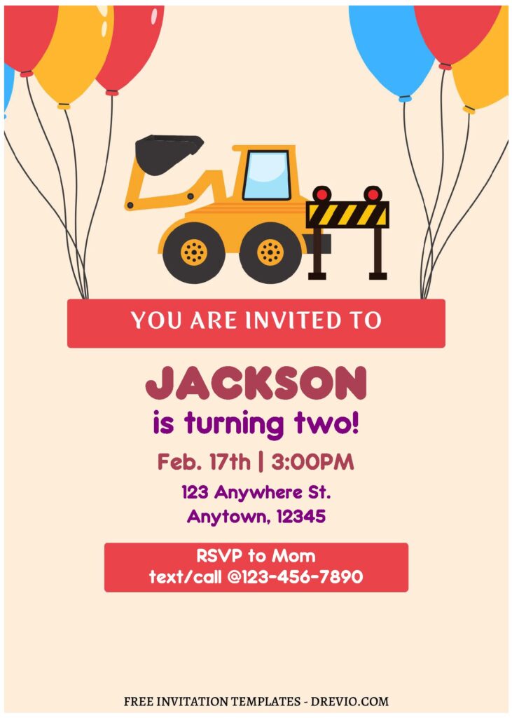 Invitation Template of (Free Editable PDF) Adorable Construction Birthday Invitation Templates 1