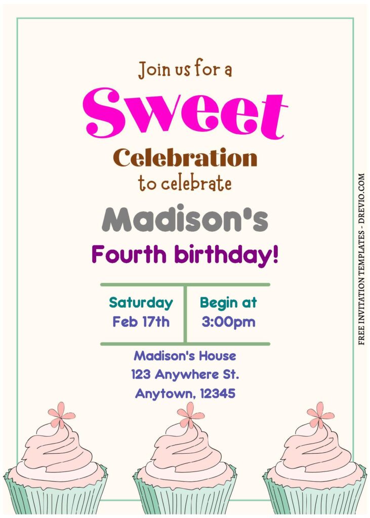 Invitation Template of (Free Editable PDF) Sweet Cupcake Kids Birthday Invitation Templates 3