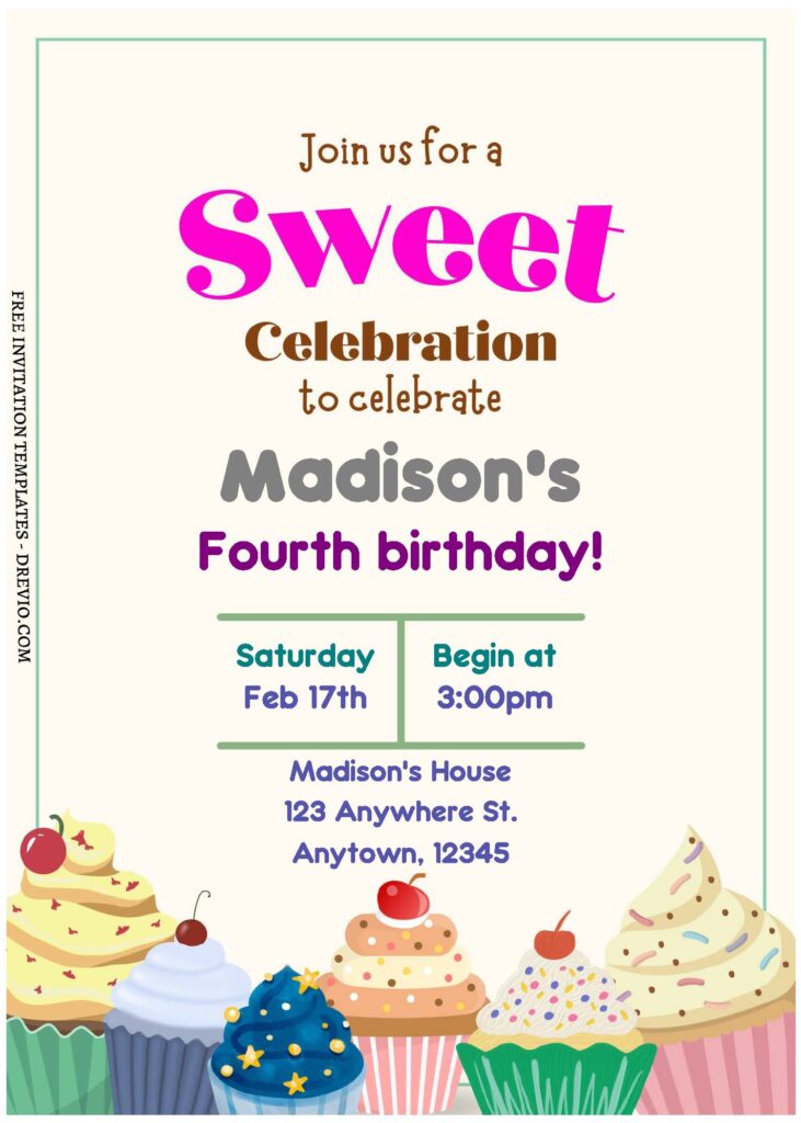 Invitation Template of (Free Editable PDF) Sweet Cupcake Kids Birthday Invitation Templates 1