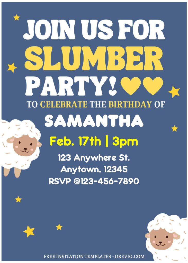 Invitation Template of (Free Editable PDF) Cute Sheep Slumber Birthday Party Invitation Templates 2