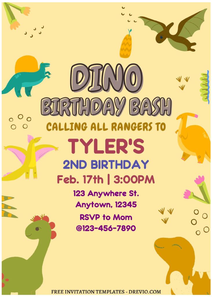 Invitation Template of (Free Editable PDF) Easy At-Home Dinosaur Birthday Invitation Templates 2