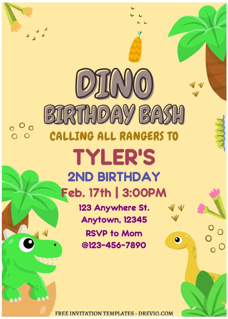 Invitation Template of (Free Editable PDF) Easy At-Home Dinosaur Birthday Invitation Templates 1