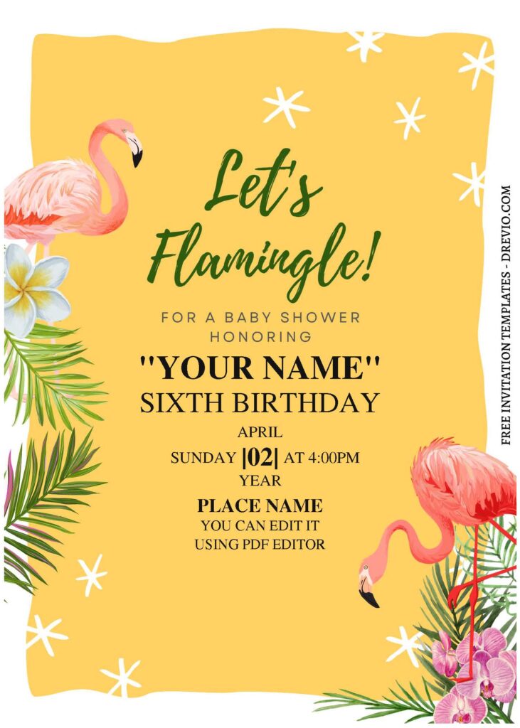 Invitation Template of (Free Editable PDF) Summer Flamingle Birthday Invitation Templates 2