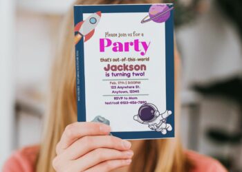 (Free Editable PDF) Far-Out Outer Space Themed Birthday Invitation Templates