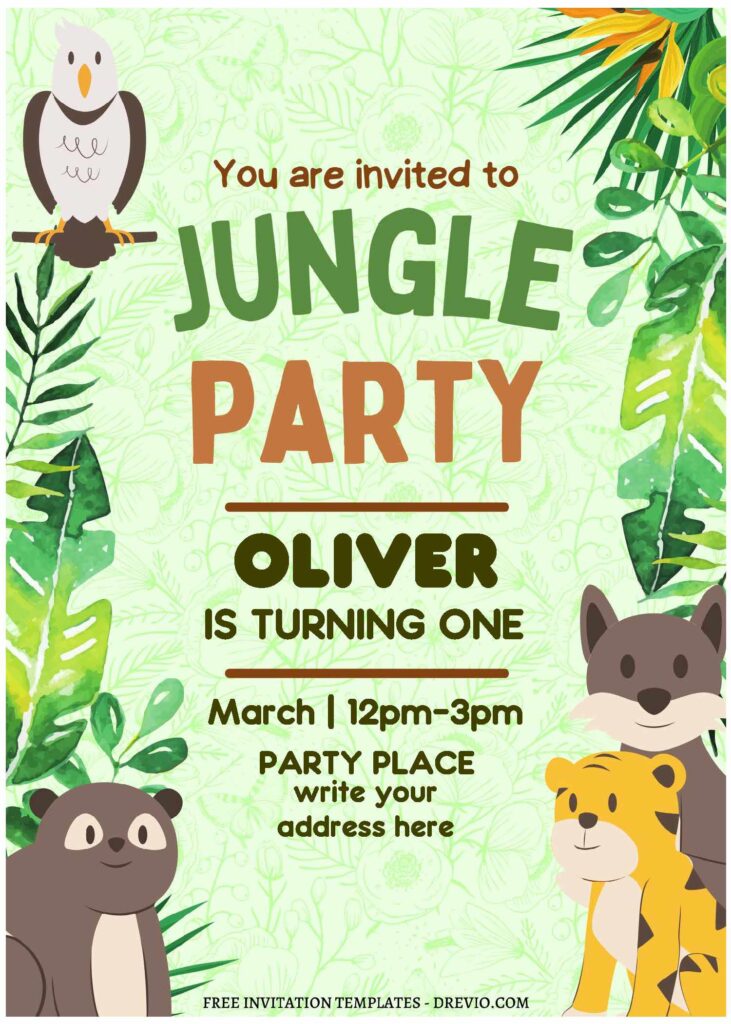 (Free Editable PDF) Bright Safari Jungle Birthday Invitation Templates with adorable cheetah