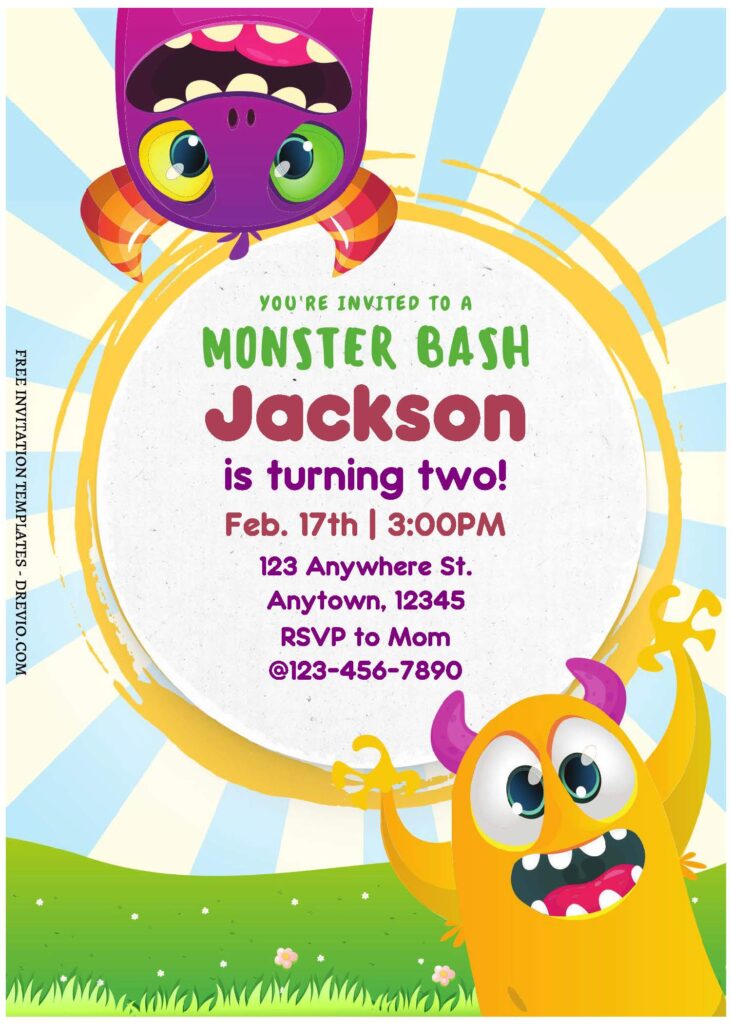 Invitation Template of (Free Editable PDF) Party With Adorable Monster Birthday Invitation Templates 3