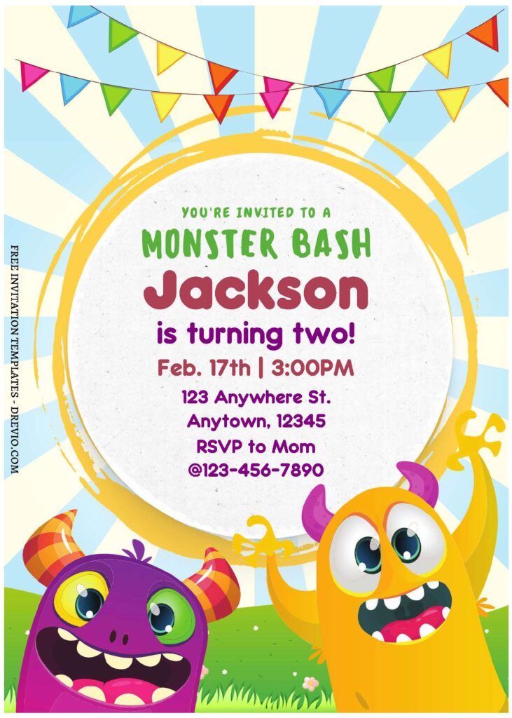 Invitation Template of (Free Editable PDF) Party With Adorable Monster Birthday Invitation Templates 2