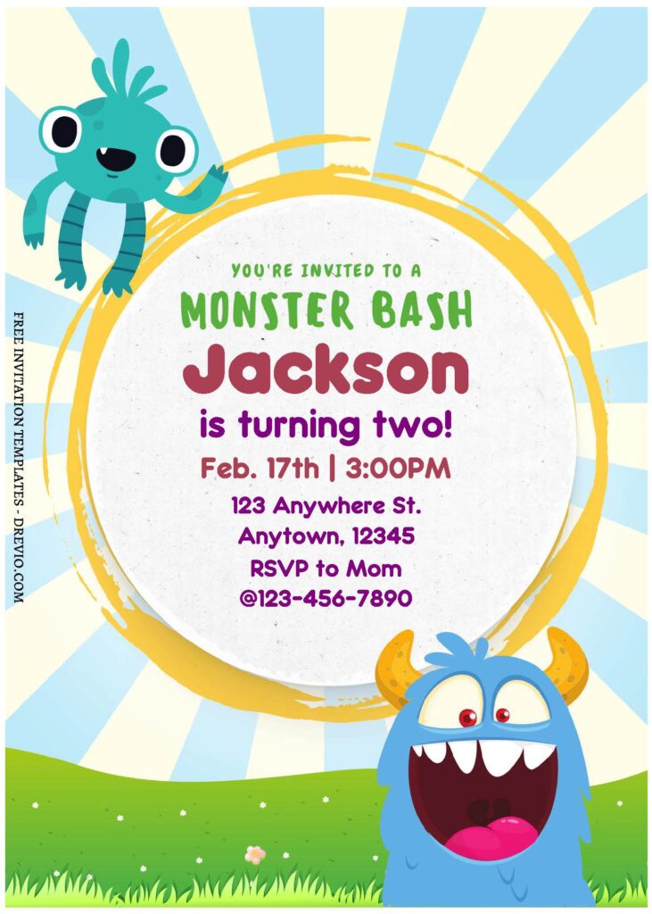 Invitation Template of (Free Editable PDF) Party With Adorable Monster Birthday Invitation Templates 1