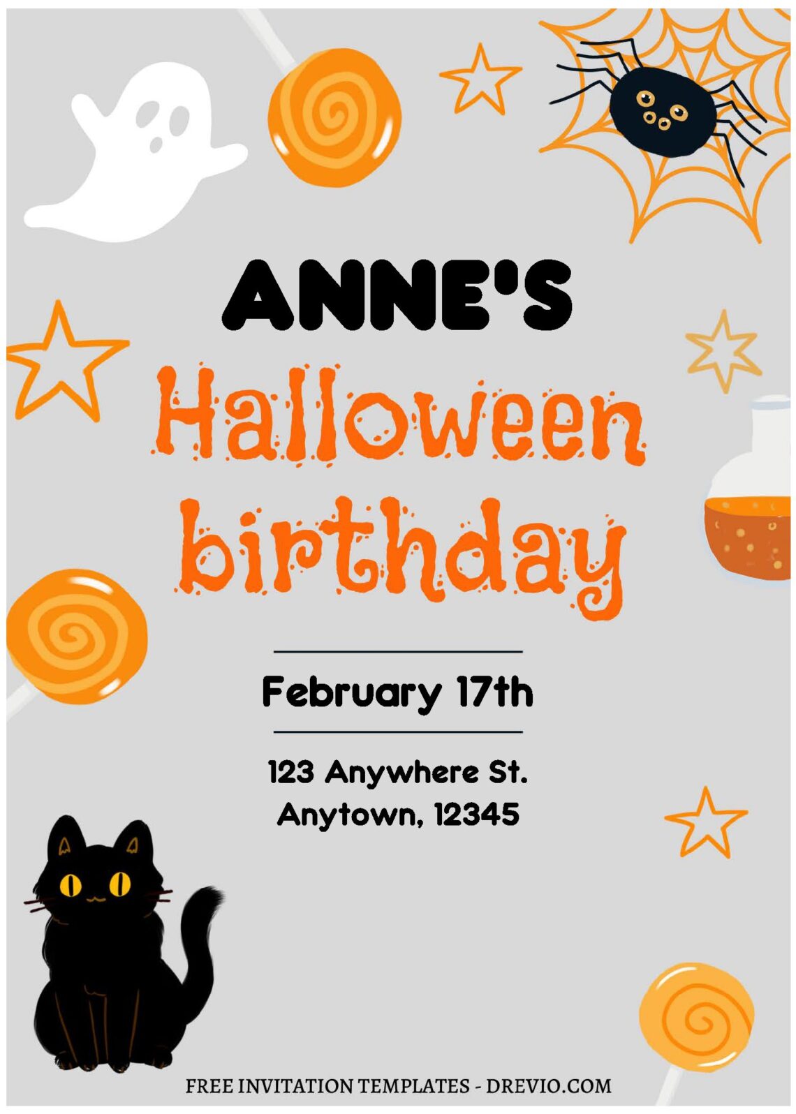 (Free Editable PDF) Spooky Halloween Kids Birthday Invitation Templates B