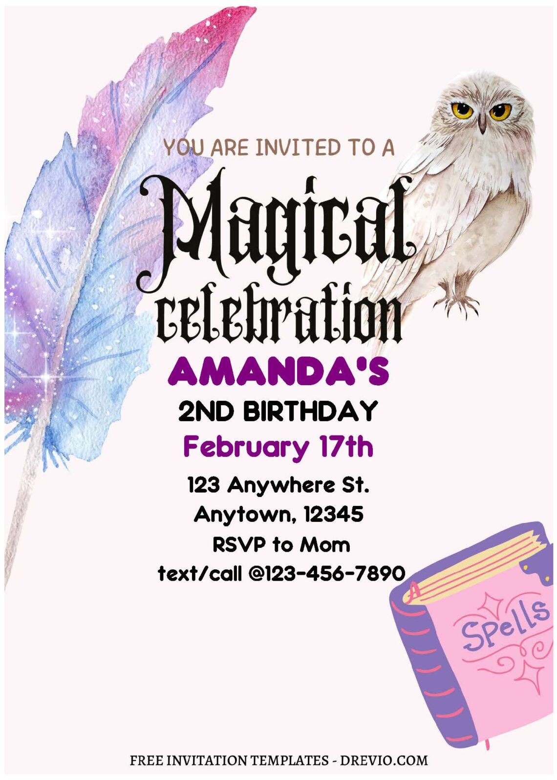 (Free Editable PDF) Magical Wizard Themed Birthday Invitation Templates with quill pen