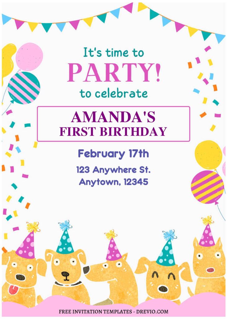 Invitation Template of (Free Editable PDF) Flashy Puppy PAWTY Birthday Invitation Templates 2