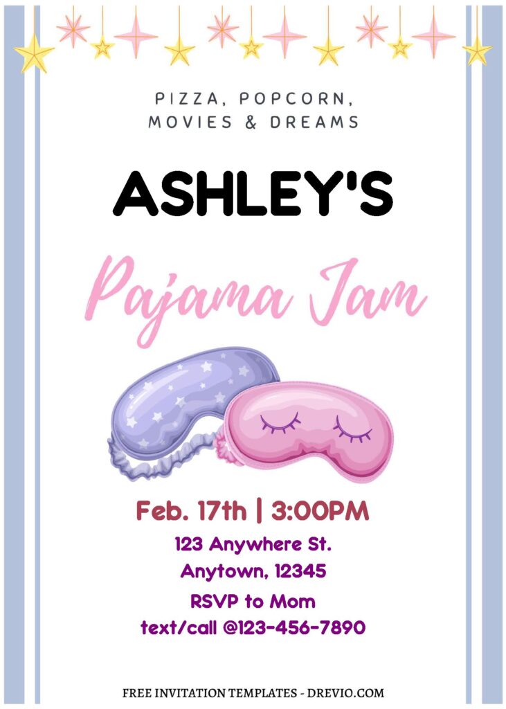 Invitation Template of (Free Editable PDF) Fun Sleepover Pajama Jam Birthday Invitation Templates 3