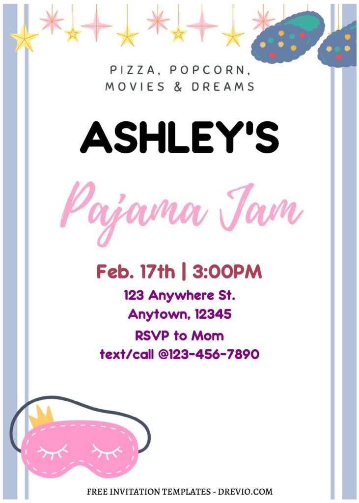 Invitation Template of (Free Editable PDF) Fun Sleepover Pajama Jam Birthday Invitation Templates 1